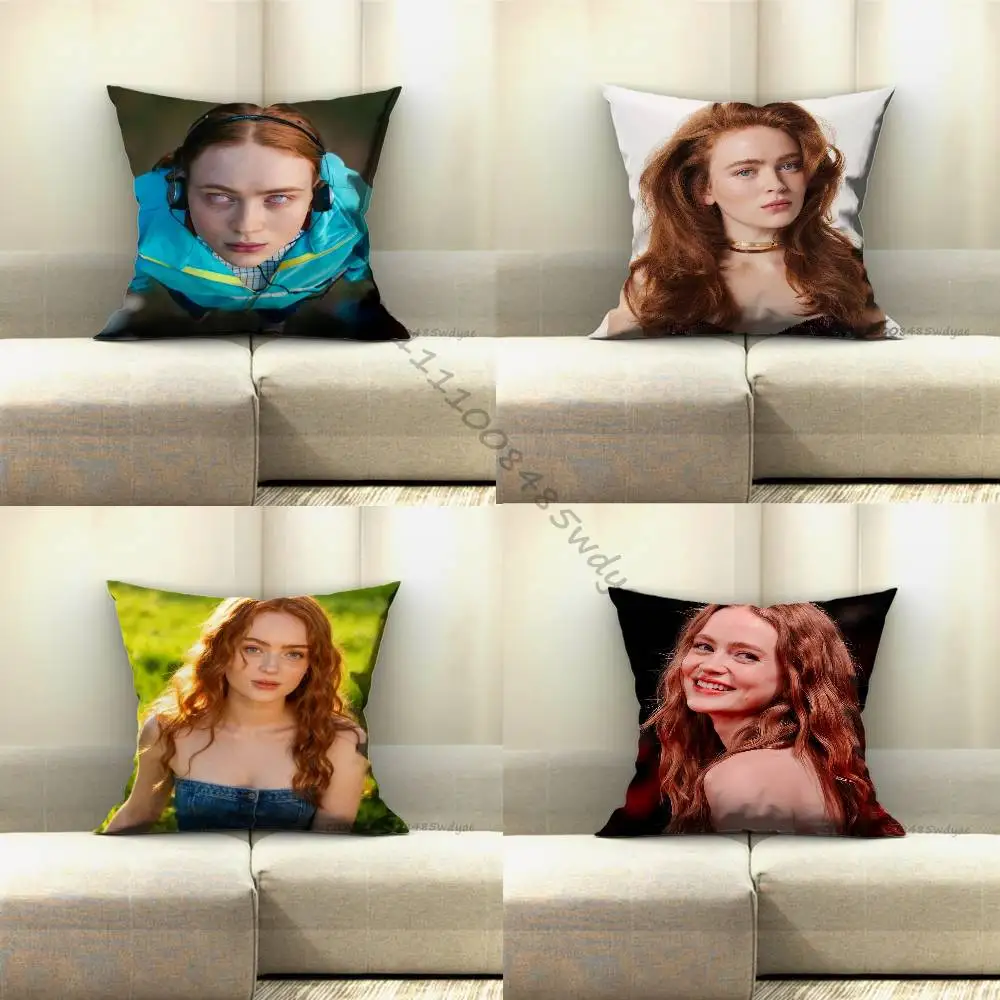 

Max Actress S-Sadie Sink Pillow Case For Home Bedroom Car Office Decoration Living Room Sofa Cushion Cover Suitable