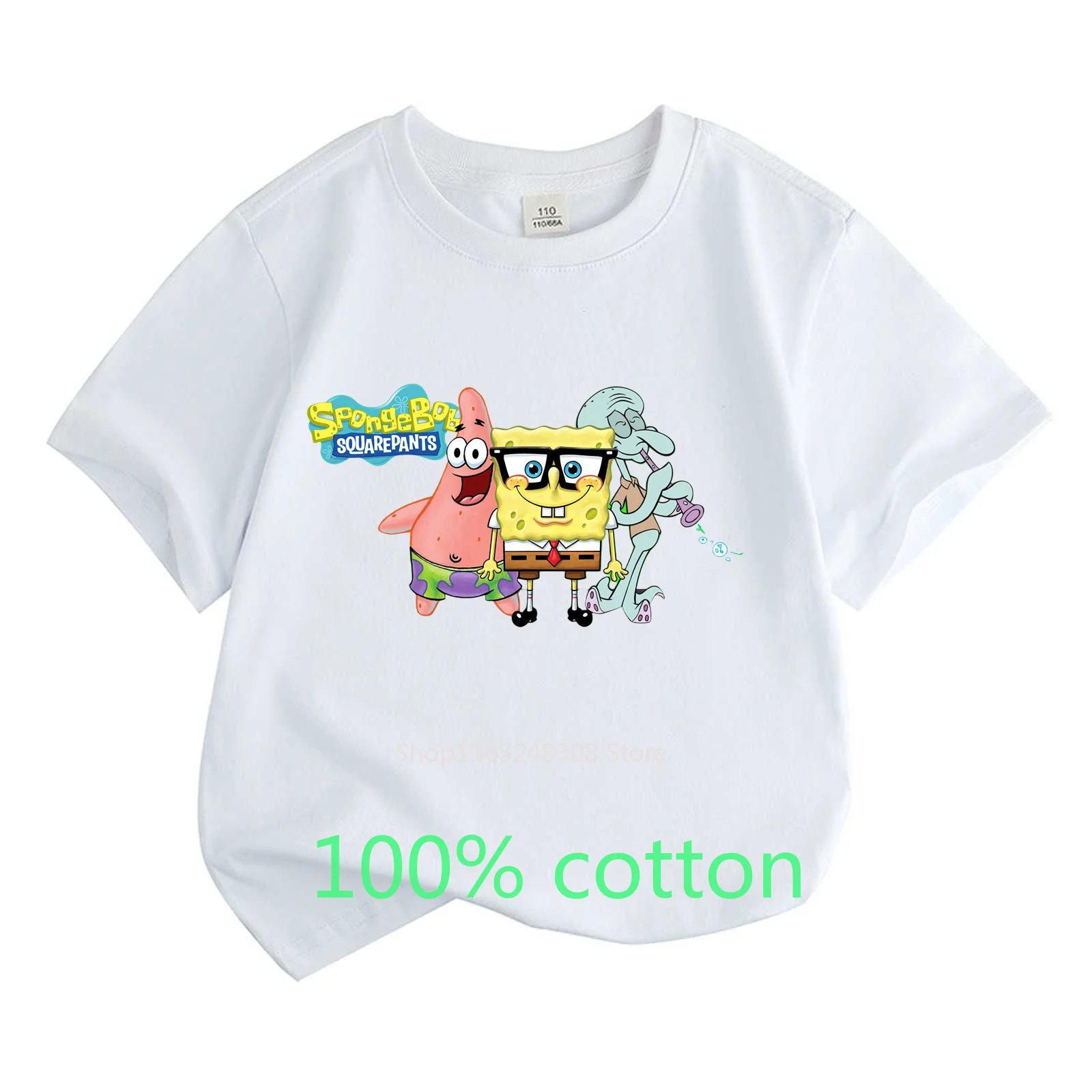 SpongeBob Patrick Star 100%Cotton T-shirt Summer Fashion Children Clothes Kids Tops Toddler Round Neck Short-sleeved Cartoon