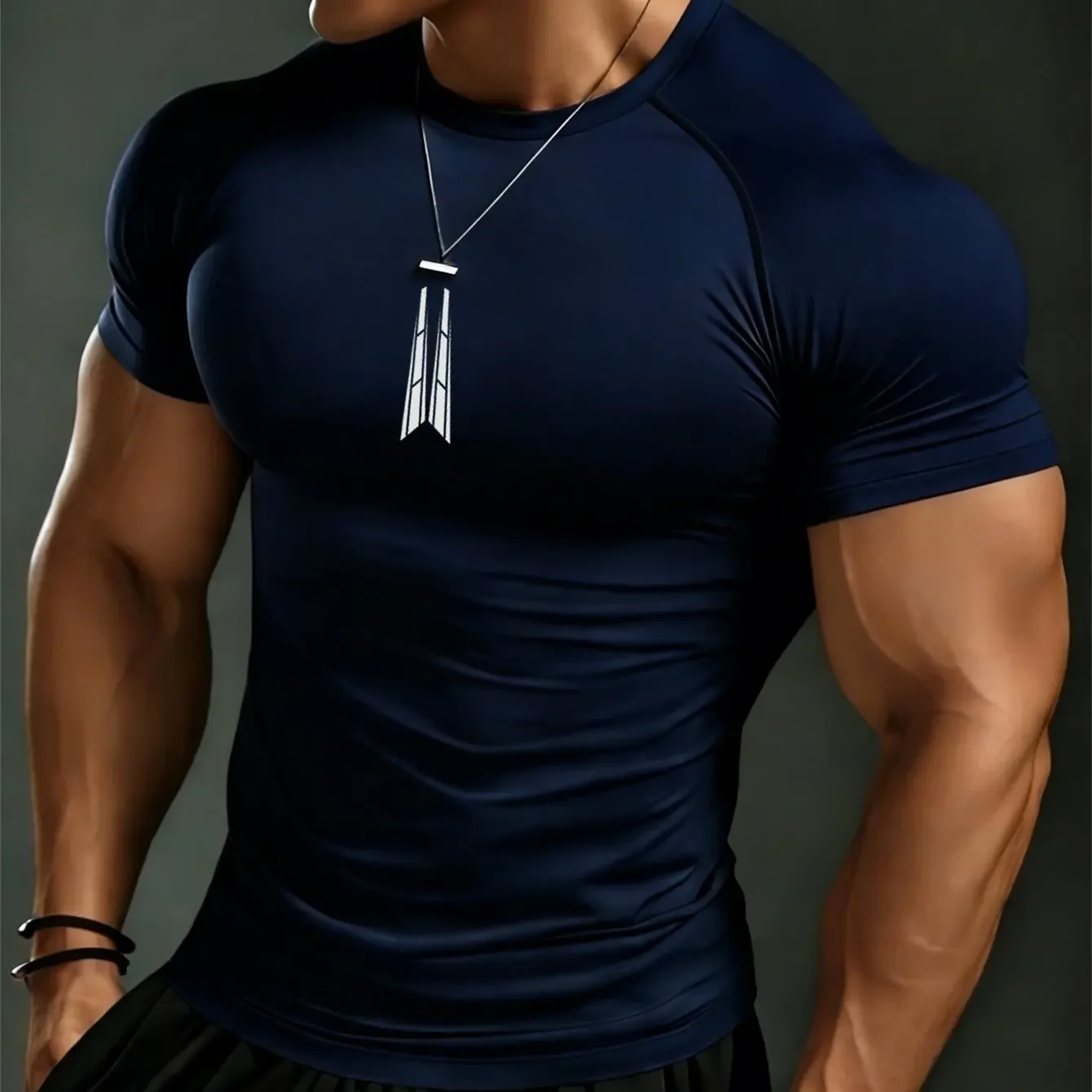 New men's and women's fitness clothes, minimalist blade double vertical line logo print, high elasticity breathable fabric