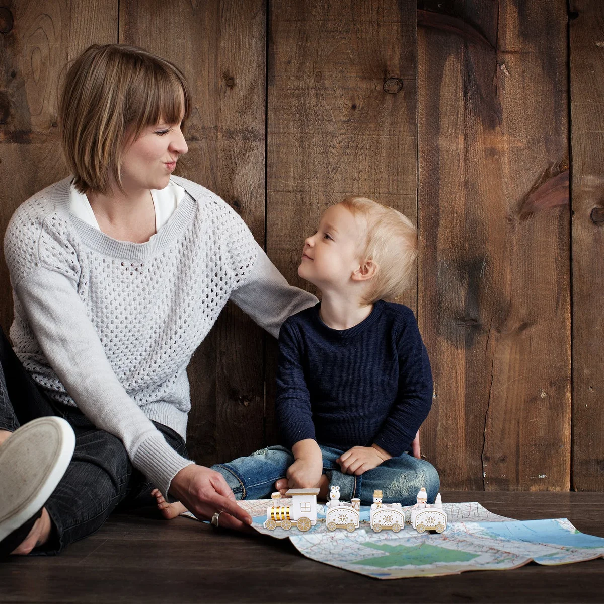 

Wooden Xmas Train Decor Xmas Ornament Christmas Desktop Decoration Tabletop Adornment Festive Party Gift Tabletop Adornment