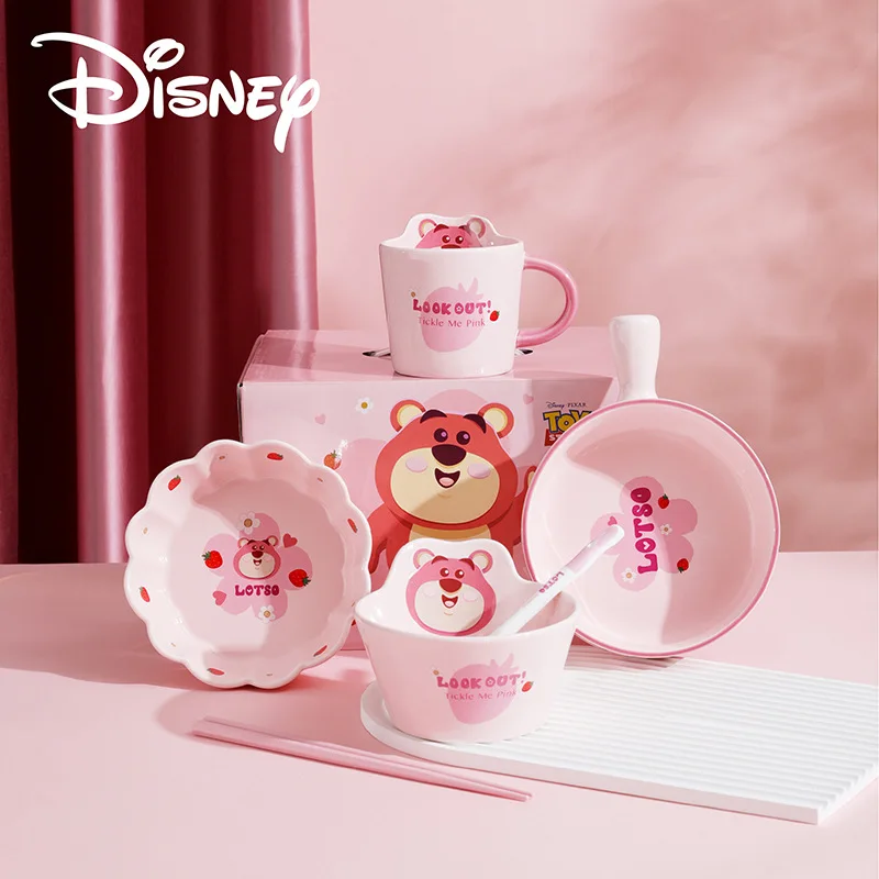 Disney tableware Cute cartoon Lotso  pattern bowls Creative ceramic cups Soup spoons Chopsticks Dessert bowls Birthday gifts