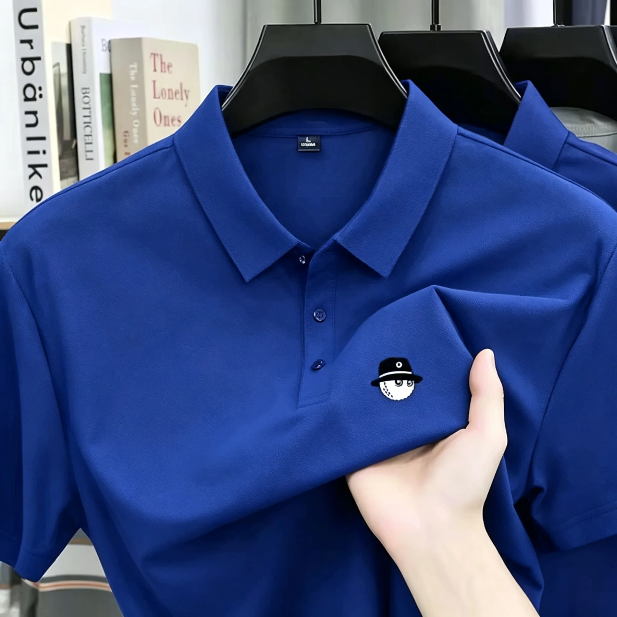 Sommerliches Herren-Golf-Poloshirt im neuen Stil mit modischer Stickerei, bequemes und atmungsaktives, lässiges Business-T-Shirt-Poloshirt – Detail 5