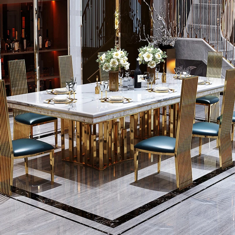 

Restaurant, hotel dining simple modern clubhouse, stainless steel banquet hall, leather art high back chairs