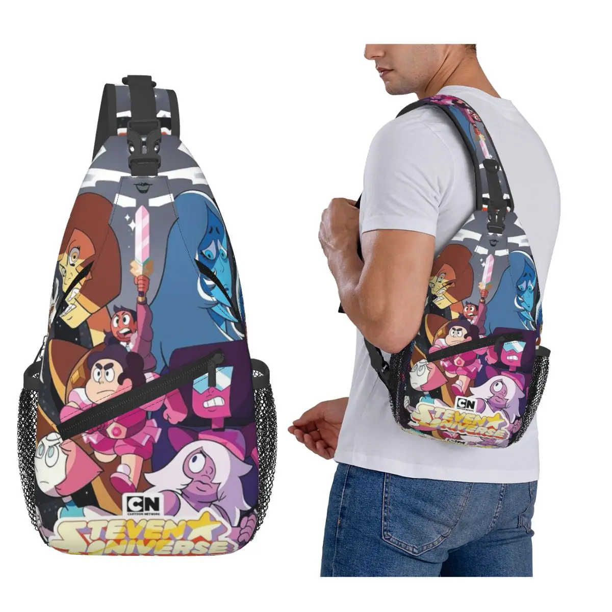 

Стивен Вселенная мультяшная нагрудная сумка, мужской рюкзак через плечо на слинге, нагрудная сумка, дорожный походный рюкзак, сумка на плечо