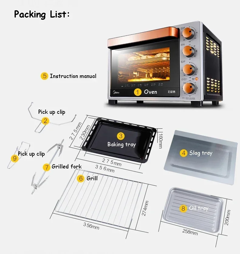 32L Multifunctional Household Electric Oven Mechanical Timer Control Baking Toaster Pizza Bread Baking Kitchen Tools T3-L324D