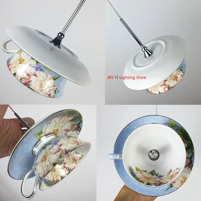 Nordic Flower Cup Pendant Lamp Restaurant Kitchen Interior Lighting Fixture Home Decoration G4 Fixture