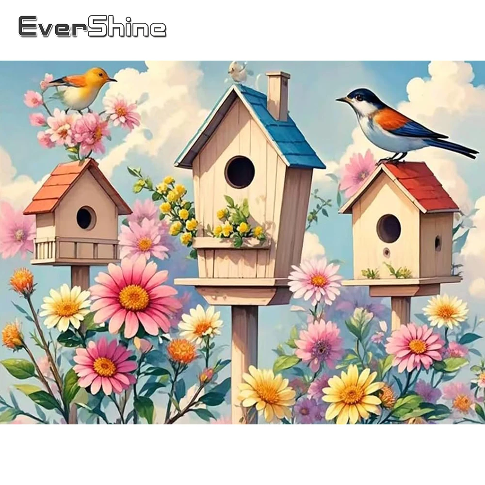 Evershine Diamant Malerei Haus Vogel DIY Stickerei Landschaft Kreuz Stich Kits Mosaik Blume Acryl Handwerk Liefert Wohnkultur