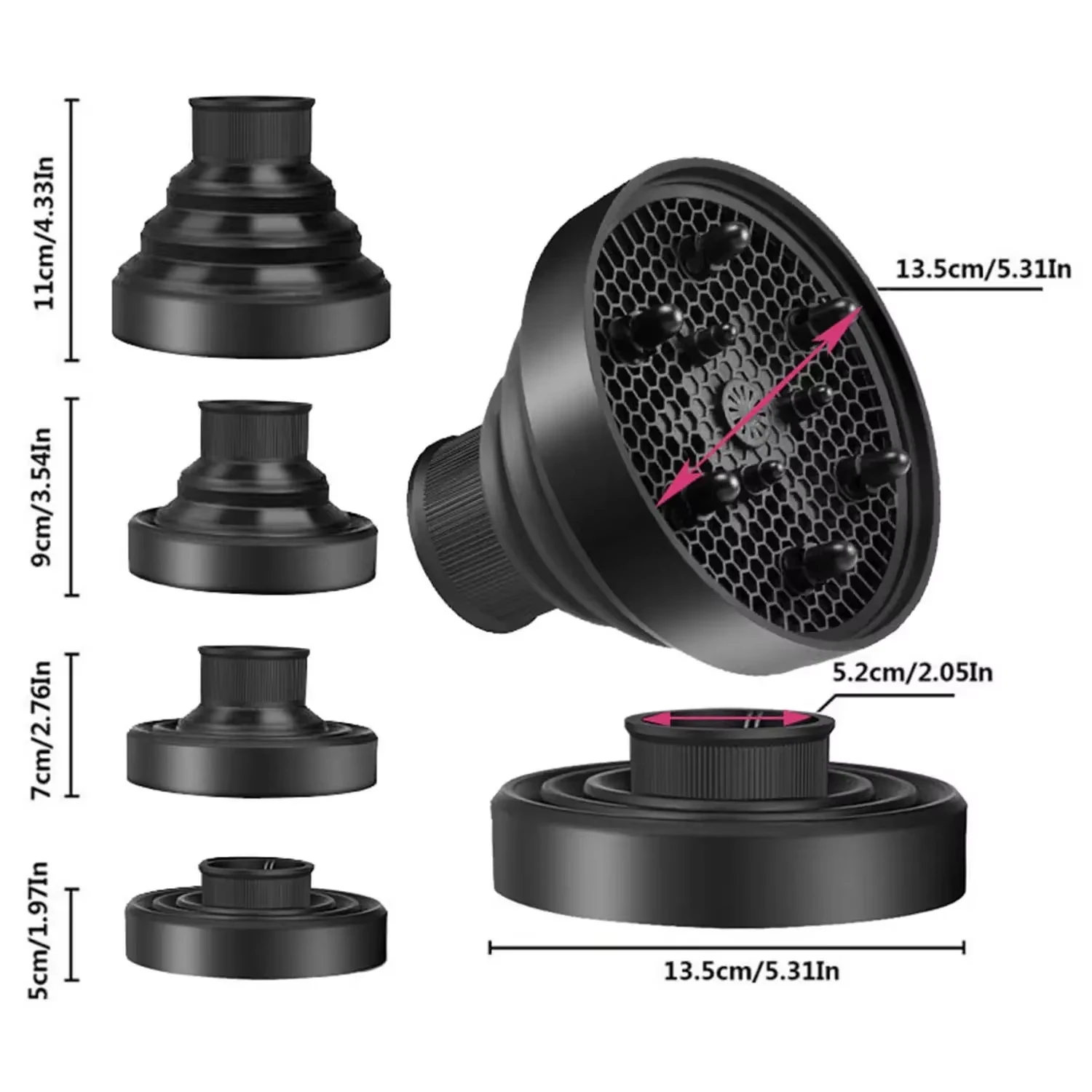 Universal Silicone Hairdryer Diffuser Salon Tool Adjustable Temperature Resistant Scalable Hair Drying Diffuser