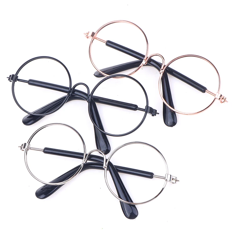 DIY Doll Dressing Accessories High Quality 20cm Dolls Glasses 3 Color Round Frame Lensless Eyewear Toy Miniature Eyeglasses