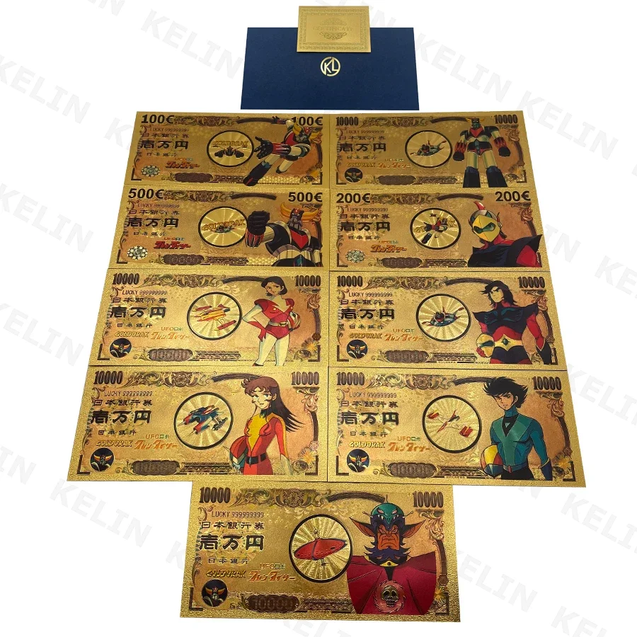 KL8 10 Designs UFO Robot Grendizer Goldorak Japanese Classic Anime Alcor Phenici Hikaru Great Vega Gold Banknote Gift Collection