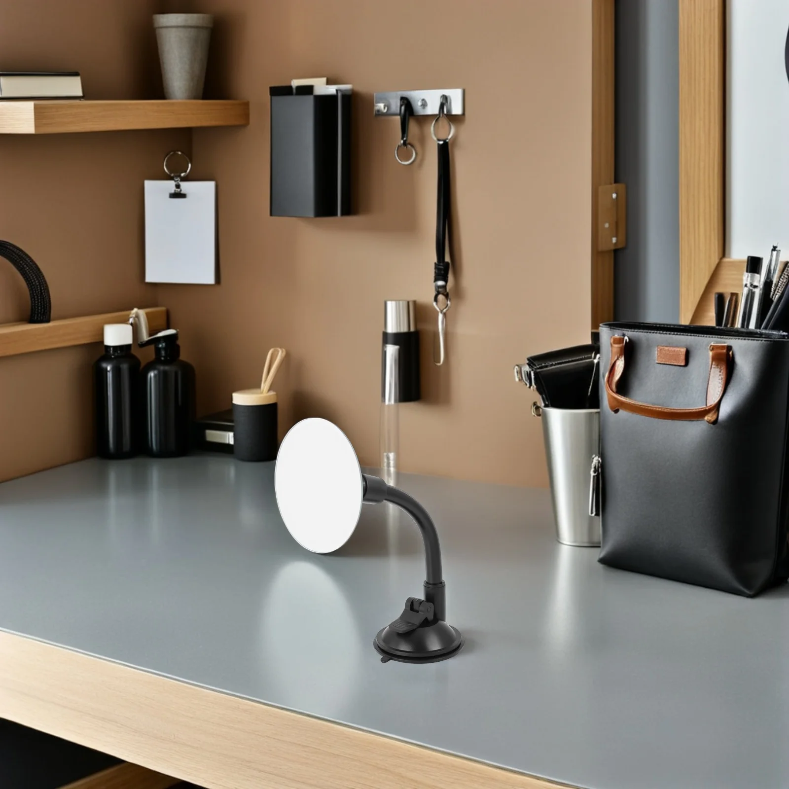 2 قطعة مرآة الرؤية الخلفية للسيارة العالمية مع دوران 360 ذراع قابل للتعديل شفط جبل مرآة السيارة الداخلية للقيادة الآمنة #1