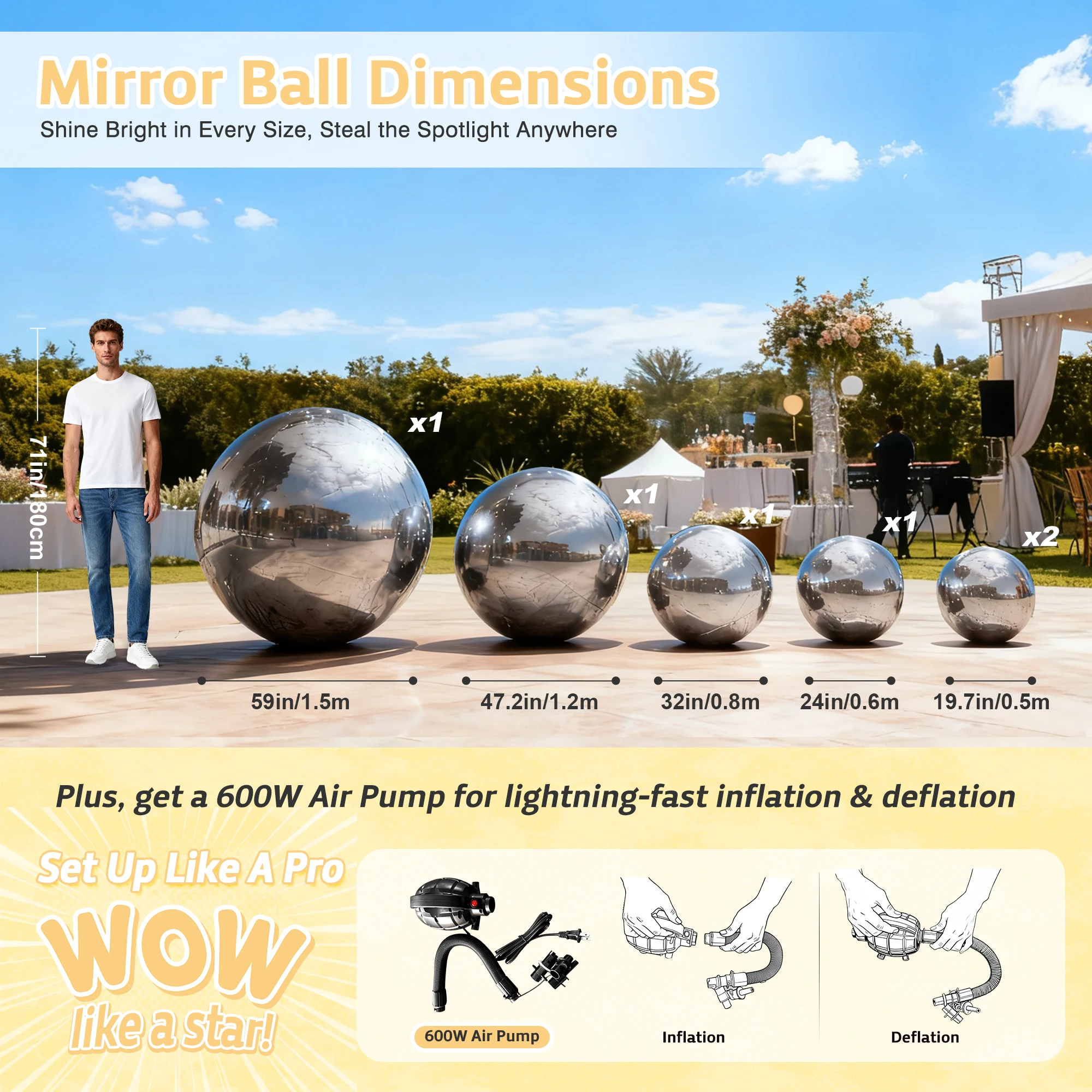 Nairbag Srebrna Dmuchana Kula Lustrzana Pływająca Duża Błyszcząca Kula Dwuwarstwowa PVC Złota Balonowa Kula Lustrzana na Dekoracje Świąteczne