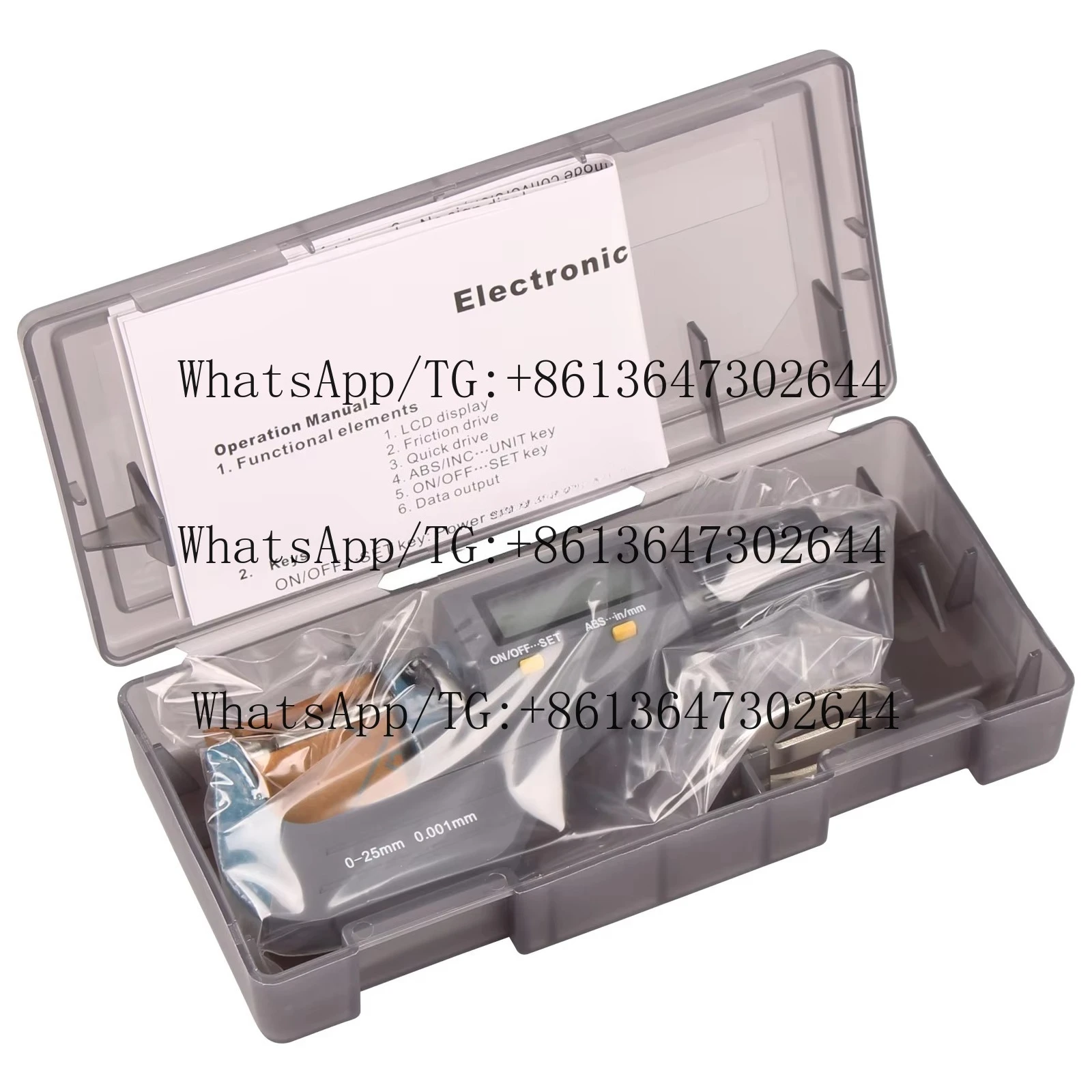 Digital Outside Micrometer 0--25mm 25-50mm 50-75mm 75-100mm  Industrial Quality with Stainless Steel Spindle and Carbide Tips