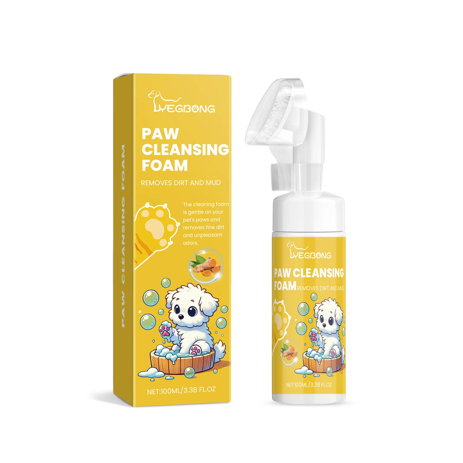 Yegbong Pet Paw Cleaner Foot Washer Paw Deep Cleansing Moisturizing Mud Cleaning Waterless Foot Cleansing Dog Paw Foam Cleanser