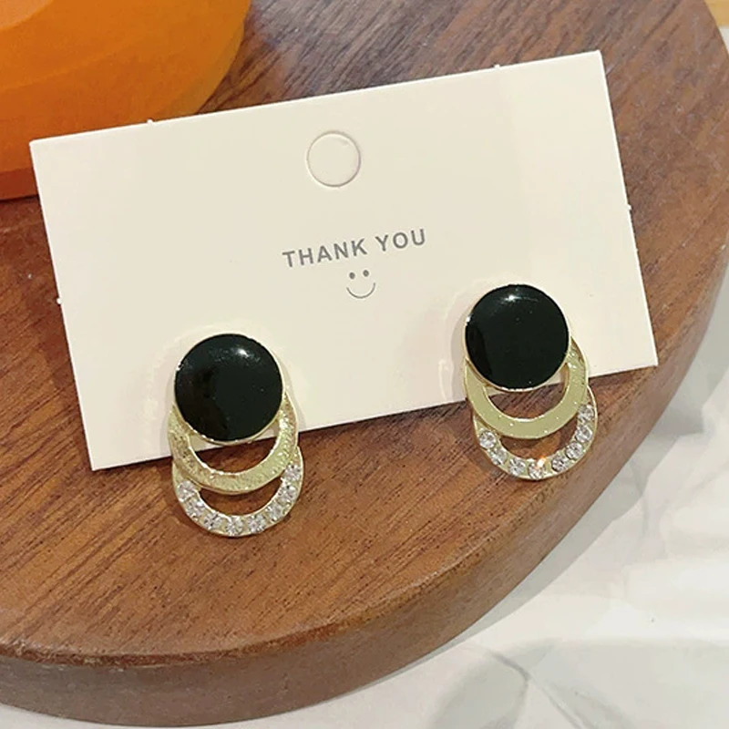 New Fashion Crystal Black Acrylic Star Heart Round Circle Square Triangle Bow Earrings for Women Party Geometry Trendy Jewelry