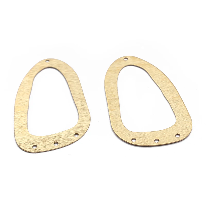 10pcs Raw Brass Textured Earrings Charms Connector With 3 holes Waterdrop Charms Pendant For Jewelry Making 25x43mm