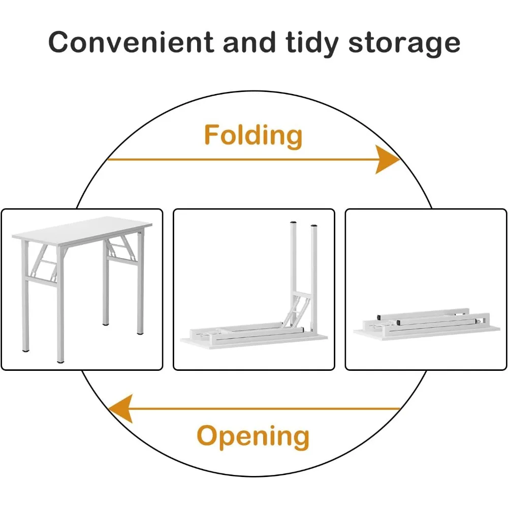مكتب كمبيوتر محمول قوي قابل للطي سعة 47.2 لتر - طاولة كتابة شديدة التحمل والمكتب المنزلي وطاولة خياطة بدون تجميع
