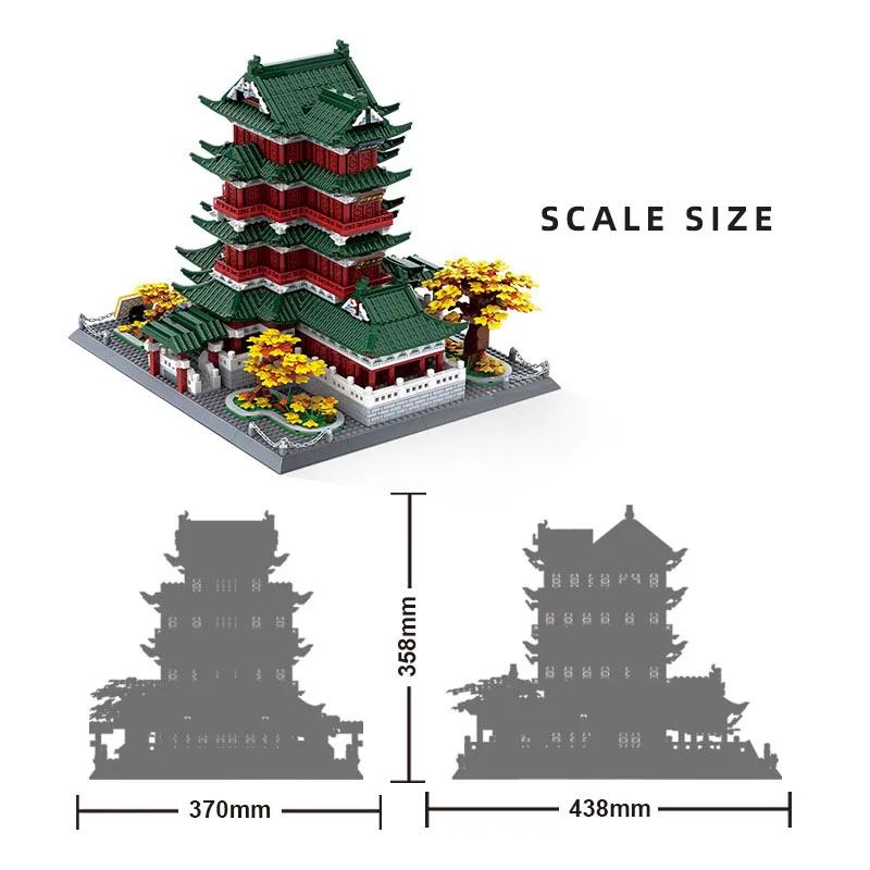 Creative Chinese Historical Cultural Architecture Building Block China Pavilion of Prince Teng Model Brick Toys Collection