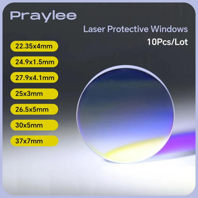 10pcs Optical Laser Protective Windows 27.9x4.1 30x5 37x7 1064nm Laser Protection Lens JGS1 Quartz Fused Silica for Laser Head