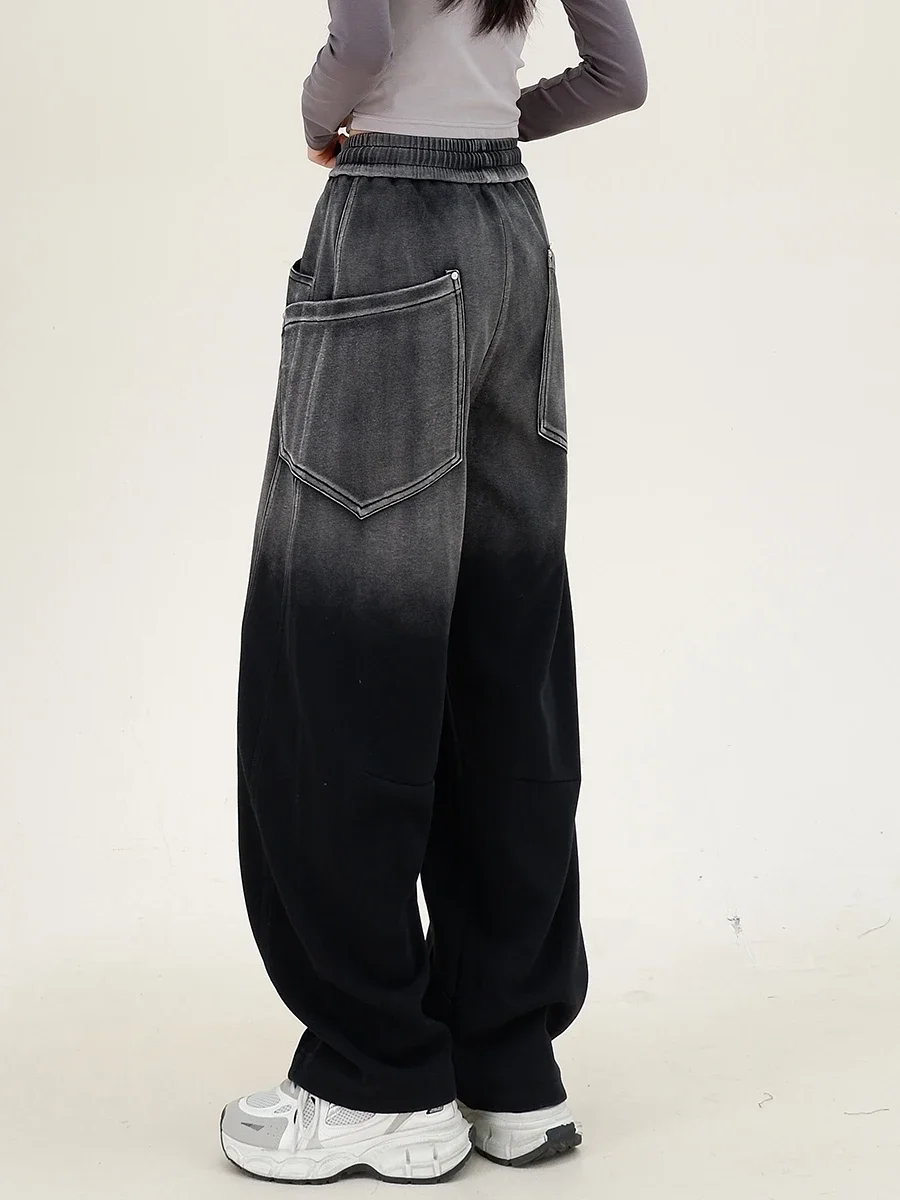 

Big Pocket Gradual Change Casual Women 2024 Autumn New Loose Bf American Fashion Brand Hip Hop Wide Leg Pants