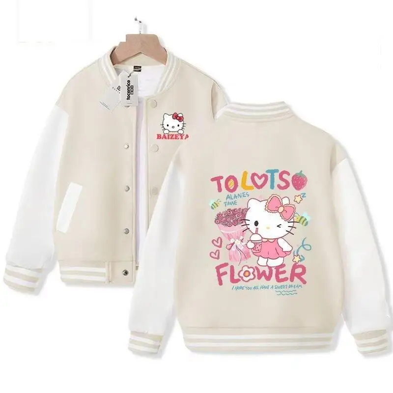

Sanrio Hello Kitty пальто для девочек бейсбольная форма топы куртка весна осень детская кавайная аниме мультфильм модная новая повседневная одежда