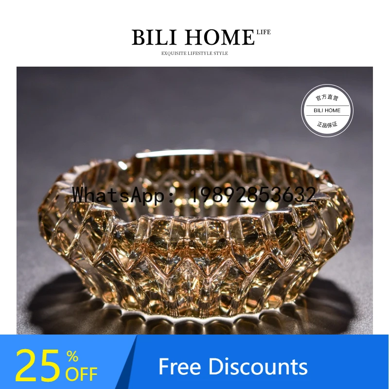 

YFY Crystal Ashtray American High-End Elegant Luxury Glass Ashtray Living Room Coffee Table Decoration