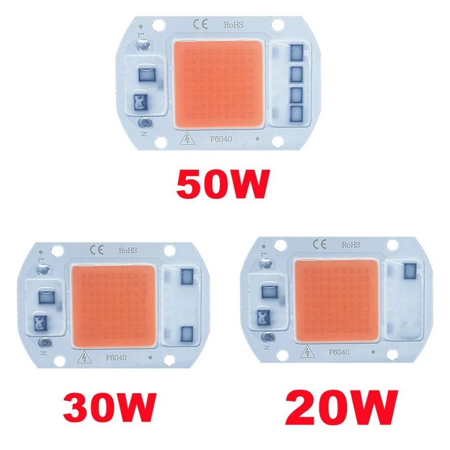 Chip LED COB Phyto lámpara de espectro completo AC220V/110V 50W 30W 20W para plántulas de plantas de interior e iluminación para el crecimiento de flores