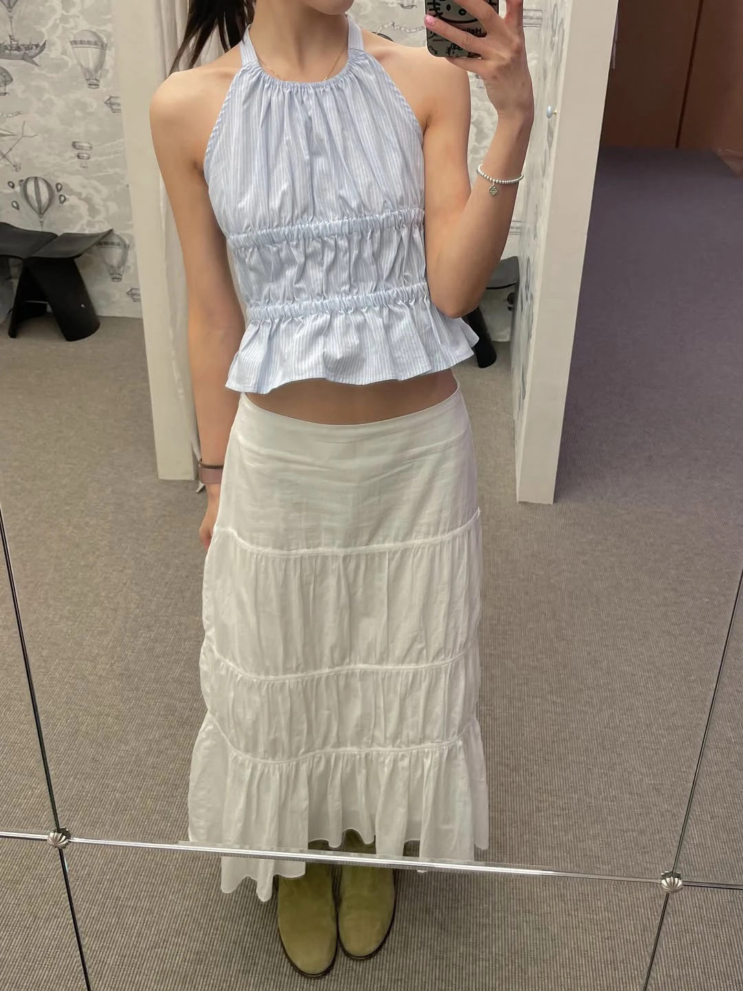 

Summer New Design Lace Pleated Splicing f Skirt Smooth High Waist Cotton Casual Cake Skirt Ladies Stand Fit 2025