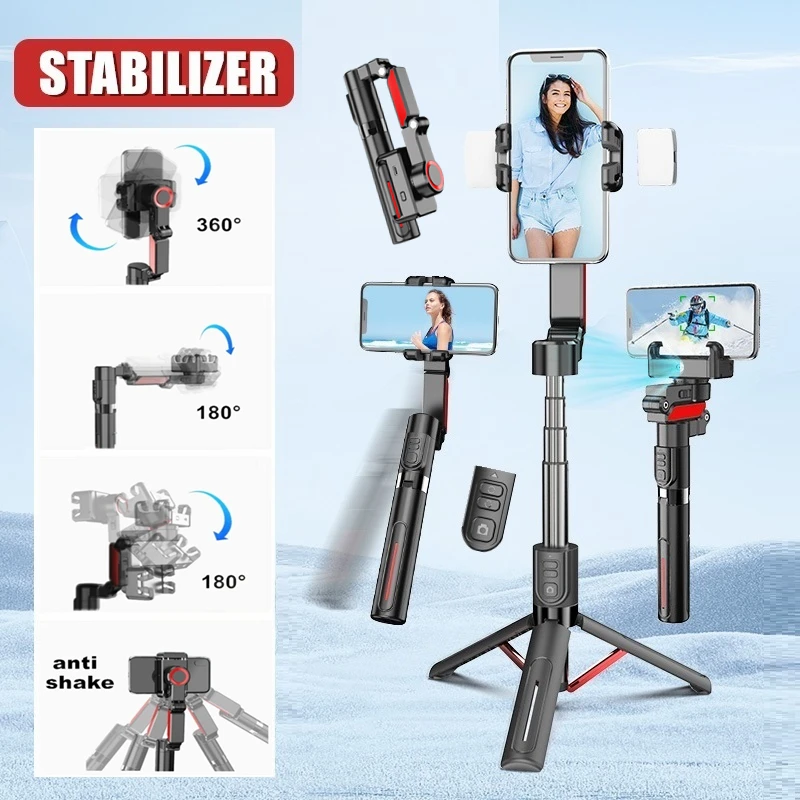 Auto Facial Tracking Handheld Gimbals Stabilizer for Mobile Anti Shake Selfie Stick Wireless Remote 360°Rotation Phone Holder