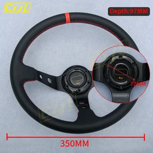 عجلة قيادة جلدية JDM Universal Tuning ، سباق أطباق عميقة ، اكسسوارات السيارات الرياضية أفضل 8 مبيعات لعجلة القيادة الرياضية - رقم 8