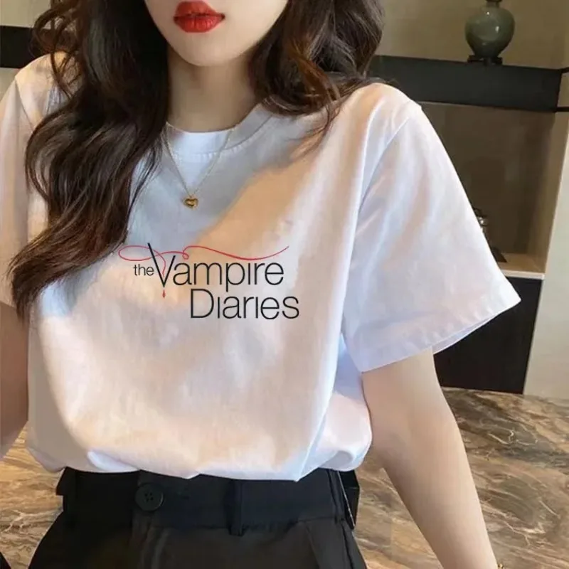 

Vampire Diaries Harajuku T-Shirt Women's Fun Fan T-Shirt Streetwear Women's Pattern Summer Womens Casual Harajuku Clothing