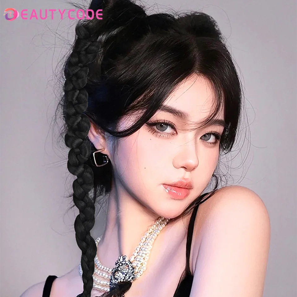 BEAUTYCODE ยาวสังเคราะห์ Braiding Braid ที่ยืดผมด้วยยางรัดแหวนมวย Braids Hairpiece หางม้า Extensions