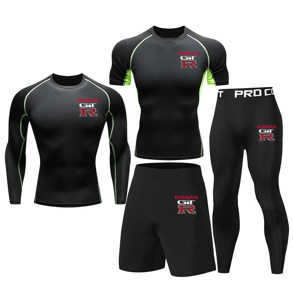 Men's Nissan Autumn Sports and Fitness Set, including long sleeves, short sleeves, shorts