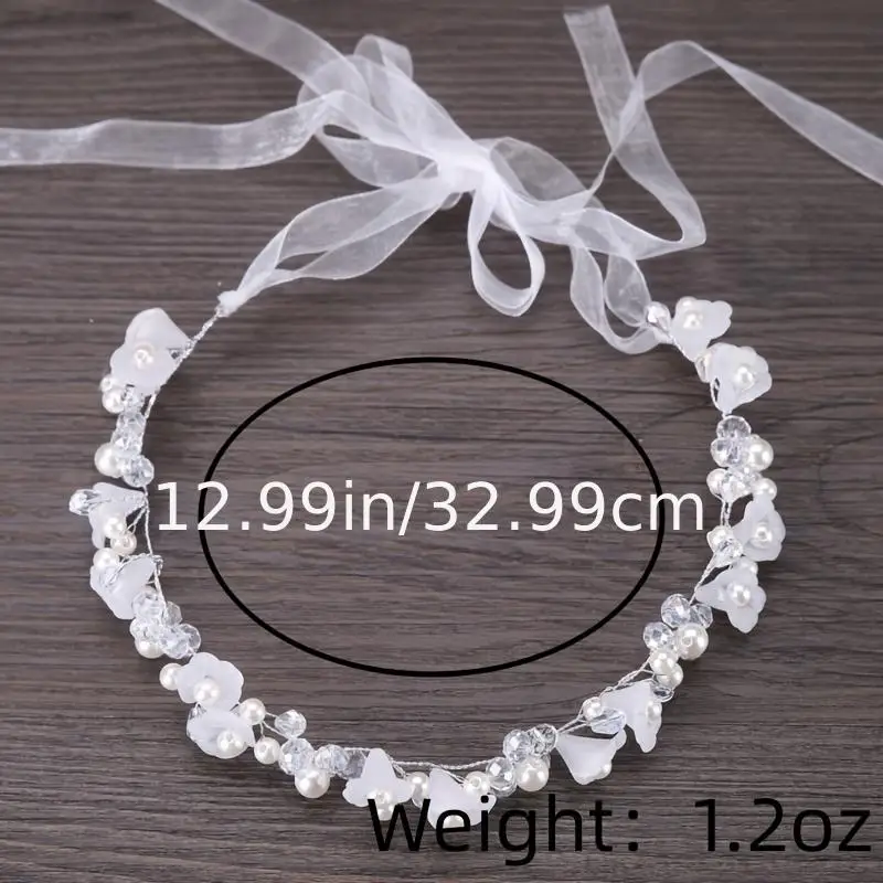 Crystal Pearl Flower Hair Vine Band Headband Tiara For Women Bride Girl Rhinestone Wedding Bridal Hair Accessories Jewelry Vine