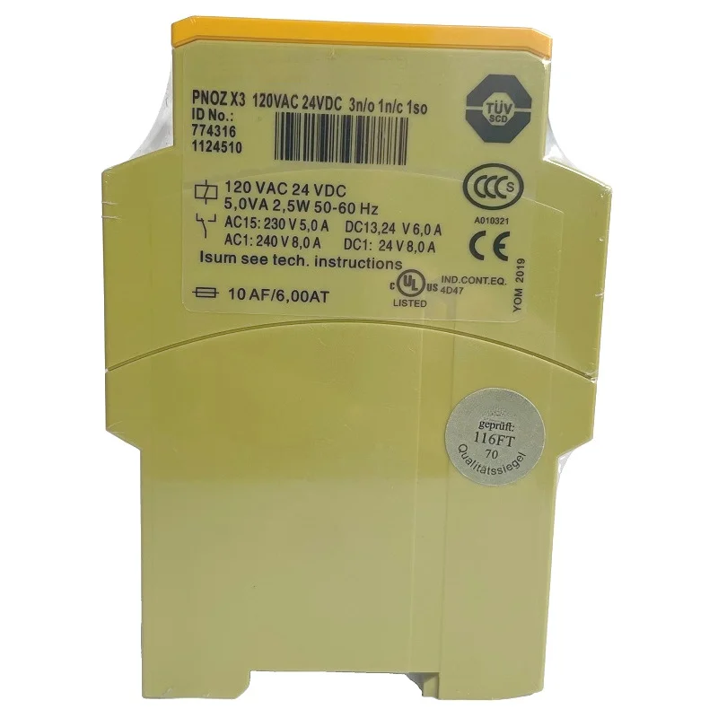 

Brand New For Pilz PNOZ X3 774316 120VAC 24VDC 3n/o 1n/c 1so Safety Relay Control Module