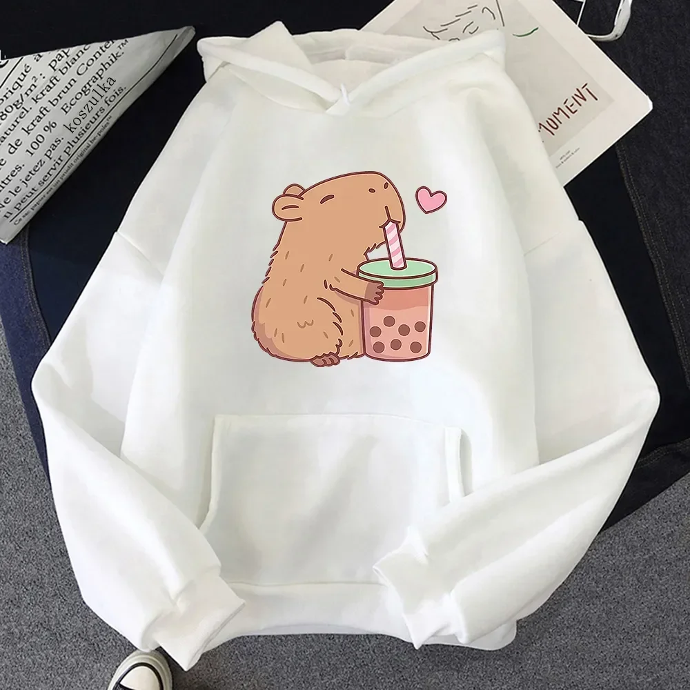 Kawaii  Bubble Tea Capybara Hoodie Women/Men Aesthetic Graphic Funny Hoodies Unisex Autumn Winter Harajuku Pullovers Sweatshirts