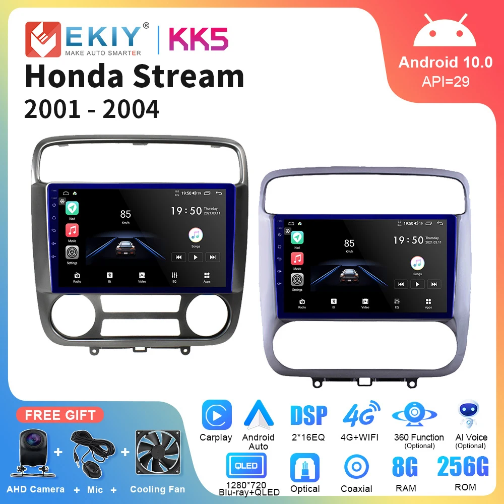 

EKIY KK5 8+128G Android 10 Multimedia Video Player For Honda Stream 2001-2004 Navigation GPS Stereo Car Radio 2Din DVD Head Unit