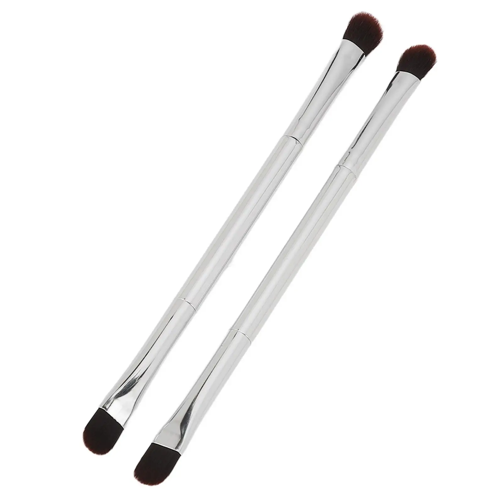 2pcs Double-Ended Eyeshadow Brush Set - Professional Silver Makeup Tools with Soft  Hair for Concealer & Cosmetics