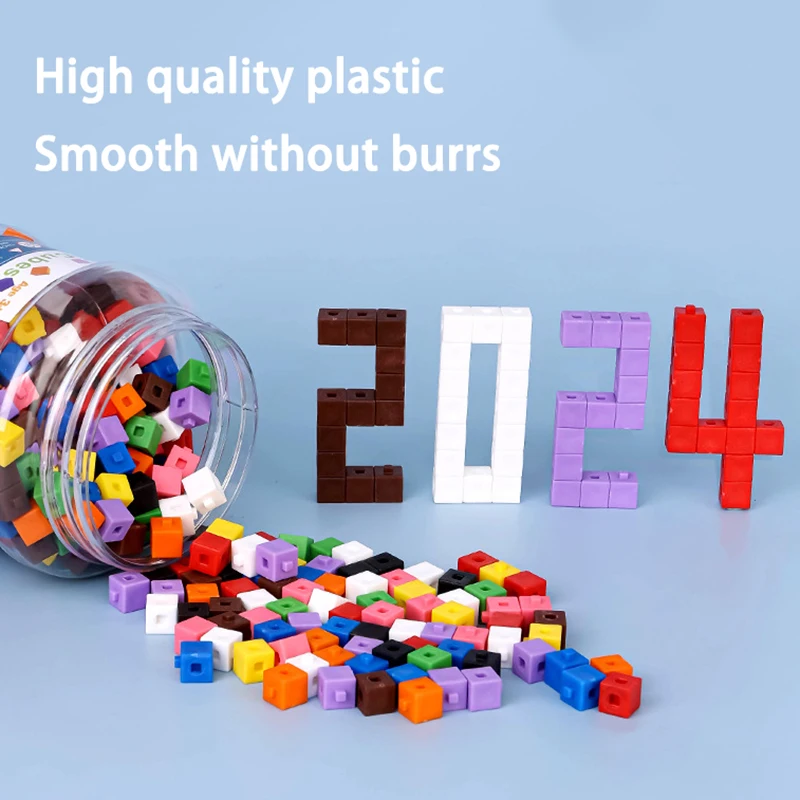 HOTUT 100 Cubes Activités Maths – Kit Éveil Montessori – Jouets Éducatifs Empilables Et Connectables Dès 3 Ans – 10 Couleurs