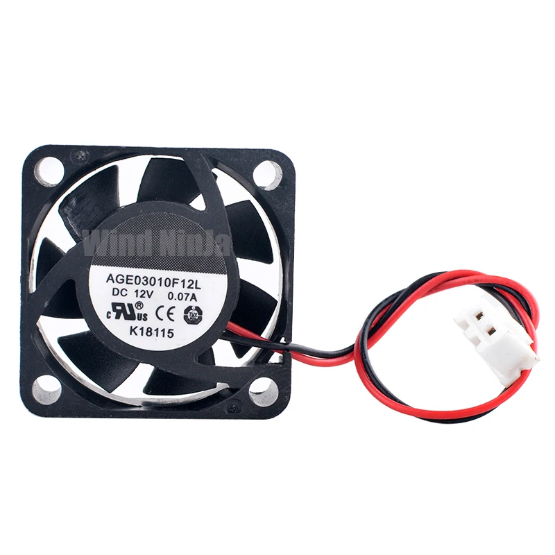 AGE03010F12L 3cm 30mm Micro Cooling Fan 30x30x10mm DC12V 0.07A 2-Pin for Motherboard Power Supply Computer Hardware Accessory