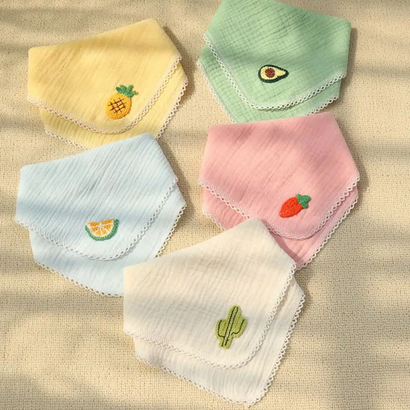 Cartoon Baby Boys Girls Triangle Bibs 6-layer Cotton Gauze Burp Cloths For Infant Waterproof Saliva Towel Newborn Feeding Bibs