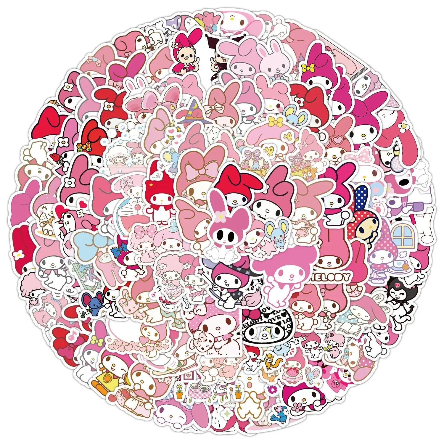 10/50/100PCS Kawaii Pink My Melody Cartoon Stickers Waterproof DIY Luggage Laptop Phone Cute Anime Cute Sticker Kid Toy Gift