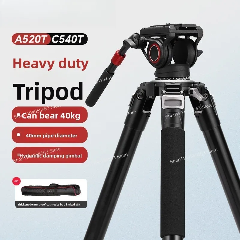 Camera Tripod 40mm Large Pipe Diameter Professional Telephoto Bracket Heavyweight Photography and Video Hydraulic Gimbal Set