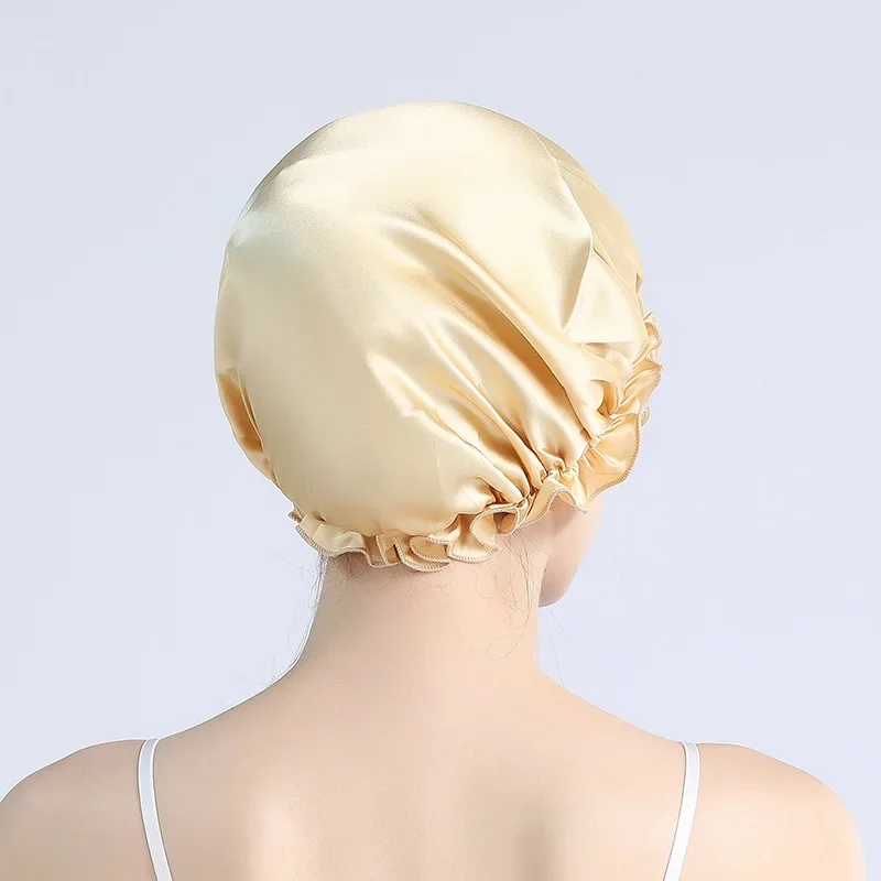 Large 100 Silk Sleeping Cap For Women Hair Bonnets Head Cover Hair Loss Hats Luxury Silk Bonnets Night Hair Wrap Mulberry Silk