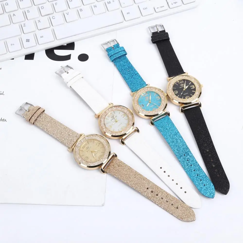 Relogio Fashion Women Watches Glitter Leather Quicksand Rhinestone Quartz Wrist Watches Clocks Gifts Dropshipping reloj mujer