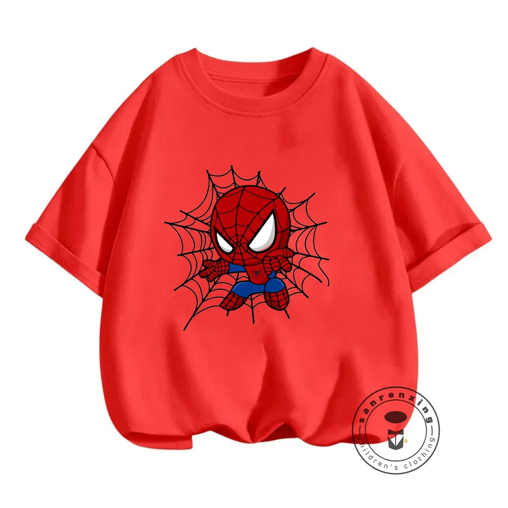 

Casual Marvel Avengers Spider-Man Summer T-Shirts Cool O-Neck Tops for Kids Perfect for a Campus-Inspired Look a Cartoon Twist