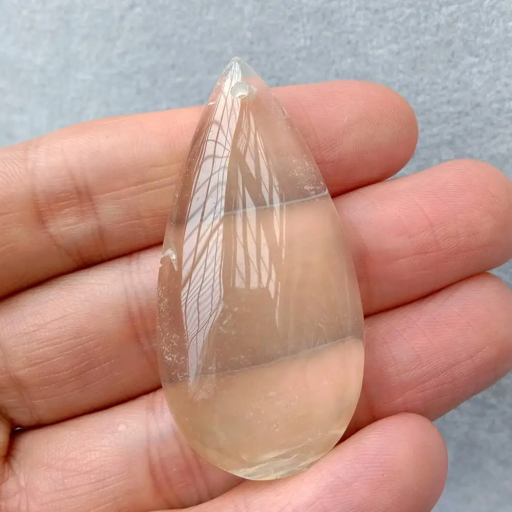 

5 PC 25x52mm Natural Yellow Lemon Quartz Teardrop Smooth Pendant Charm