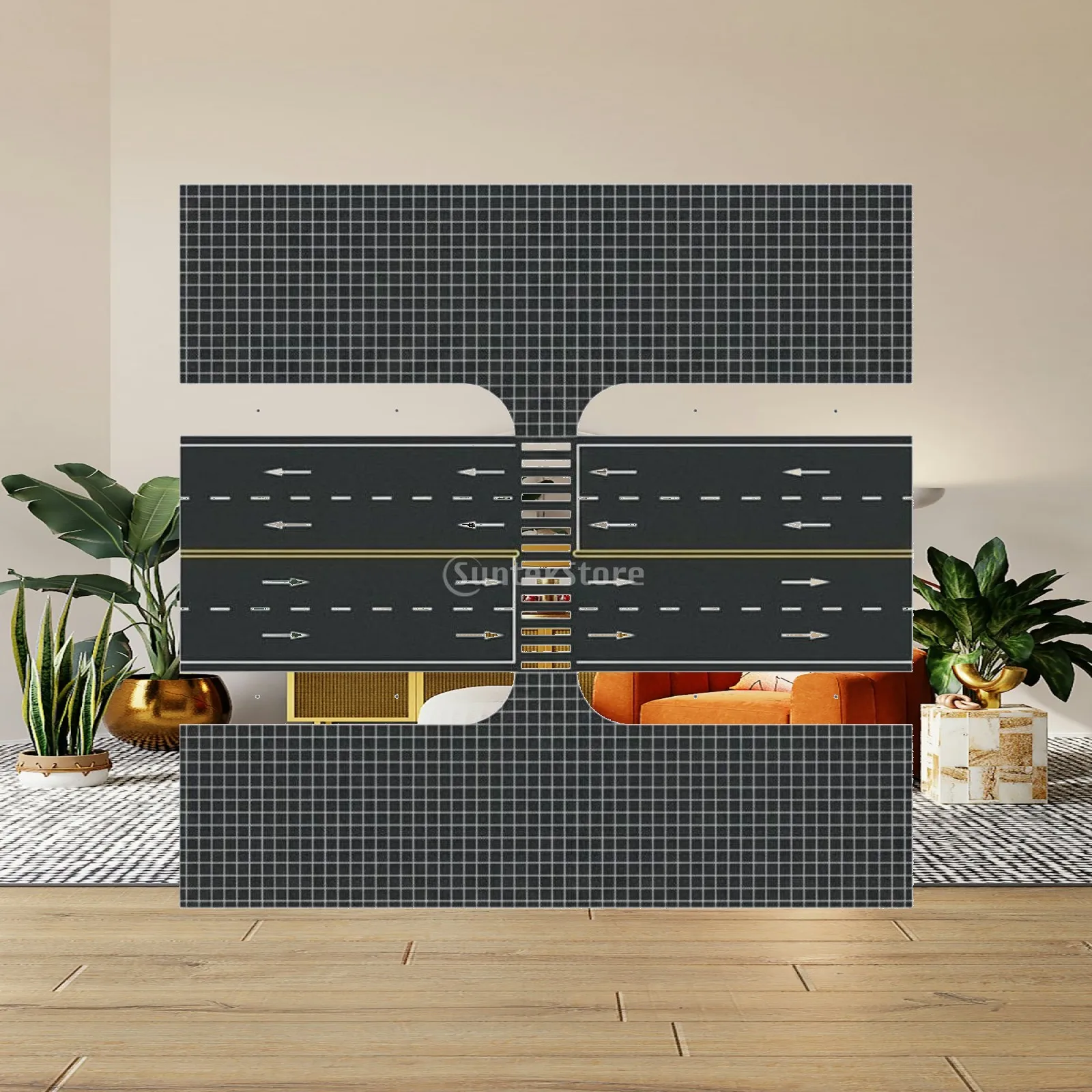 Traffic Base Sticker Thick PVC Street Surface Model Town Intersection Plate for Architectural Scenery Project