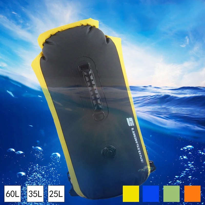Outdoor Drifting Bucket Bag Hiking Camping with Air Vent Waterproof Bag PVC Waterproof Dry Bag Mobile Phone Bucket Bag 60L