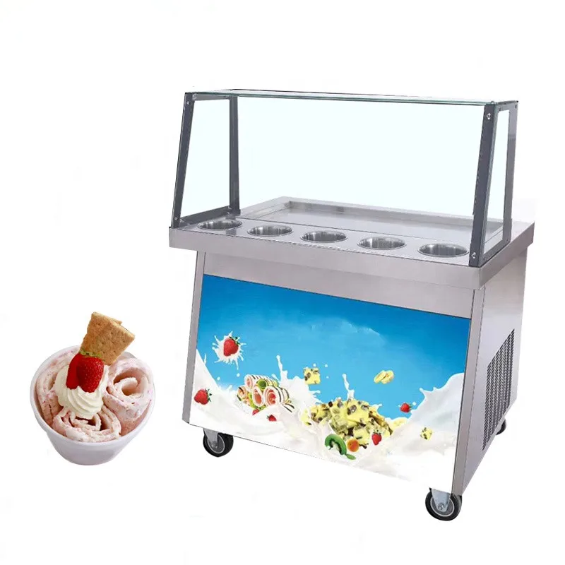 SINOPES Fried Ice Cream Roll Machine Frozen Yogurt Maker Machine With Scraper